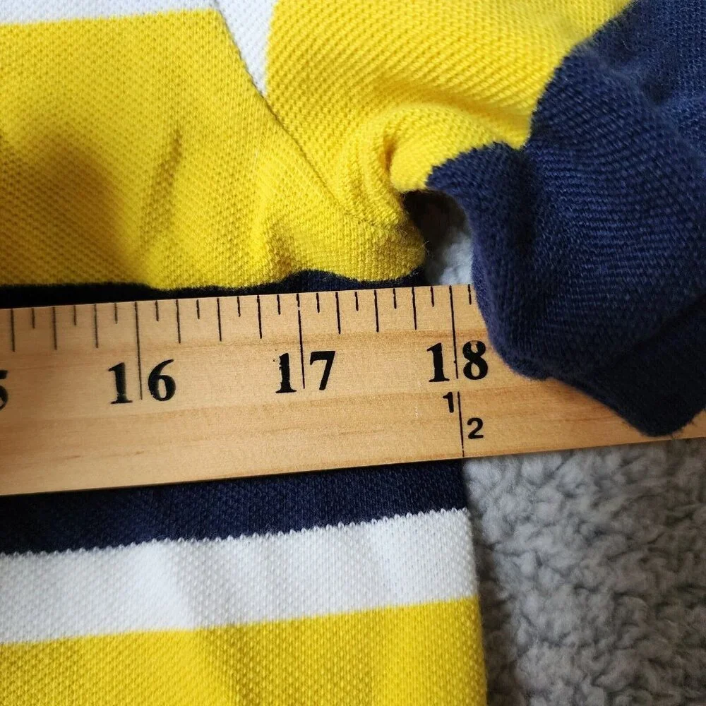Ralph Lauren Yellow Blue Striped‎ Short Sleeve Rugby Polo Shirt Youth Size XL